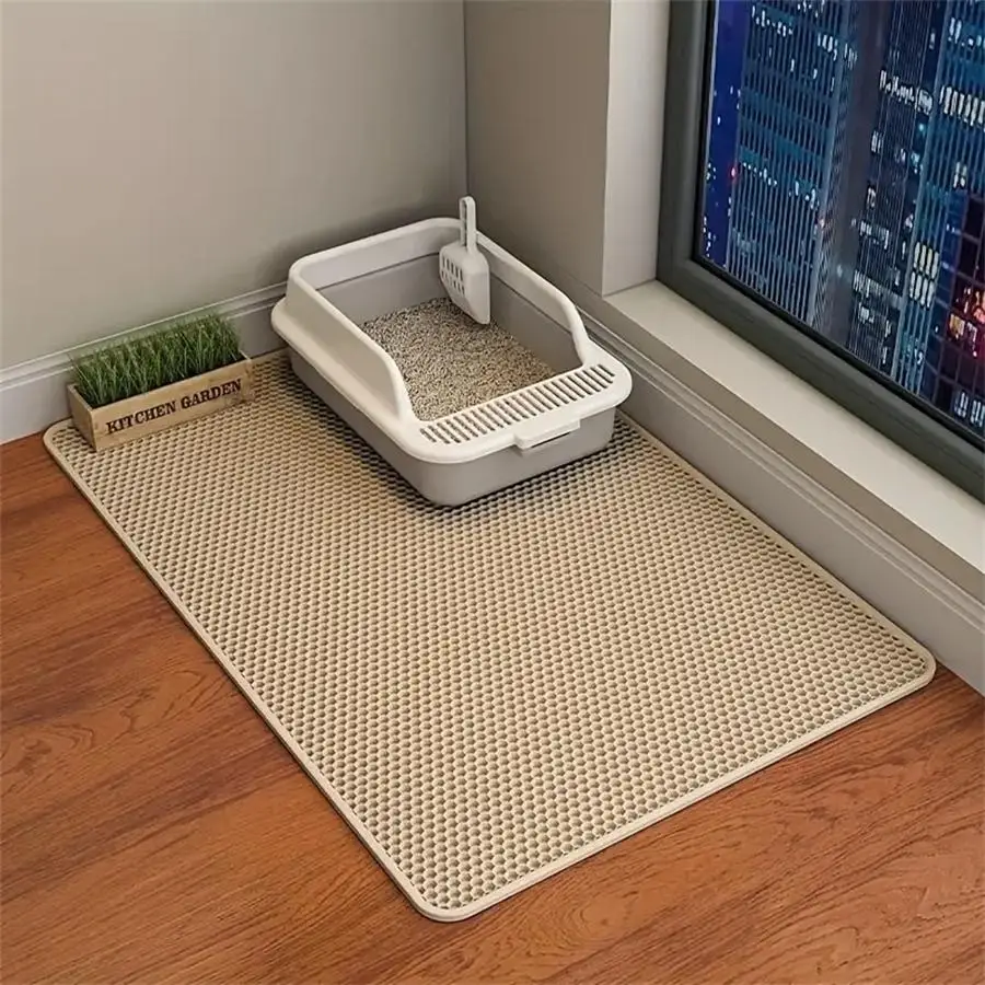 Double Layer Honeycomb Cat Litter Mat, 1 Count Durable & Washable Non-slip Cleaning Solution for Pet Toilet, Litter Box & Kennel, Pet Supplies