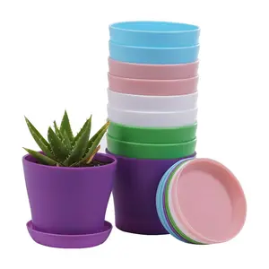 [New Deal]    10 Pcs Plastic Planters Indoor Pots, Mini Flower Seedlings Nursery Flower Pot with Pallet, Modern Decorative Gardening Containers