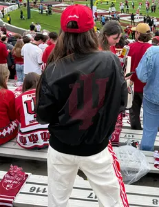 Indiana University Trident IU & Hoosiers Black Bomber Jacket