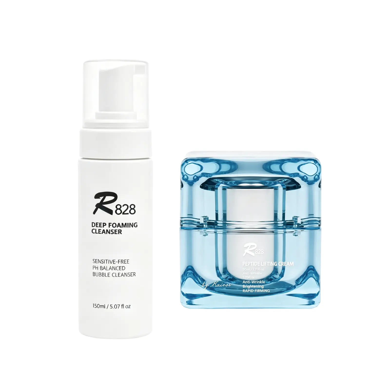 R828 Deep Foaming Cleanser 150ML - Luxuriously Soft Foam for Gentle Cleansing & Exfoliation - pH Balanced & Hypoallergenic for All Skin TypesPeptide Lifting Cream for Enhanced Skin Elasticity Firmness & Hydration Korean Skin Care K Beauty Formula