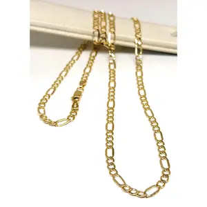 14k Solid Gold Figaro Chain 18-26 inches 3.5mm (Semi-Hollow Style)