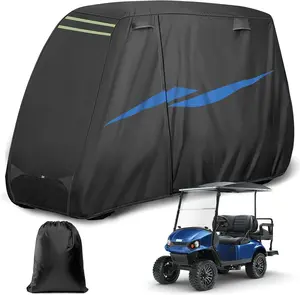 KUST Mixsuper Liner 10 Layers Golf Cart Cover for Club Car EZGO Yamaha, Waterproof Heavy Duty Golf Cart Cover with Zipper Door, Windproof 420D Polyester