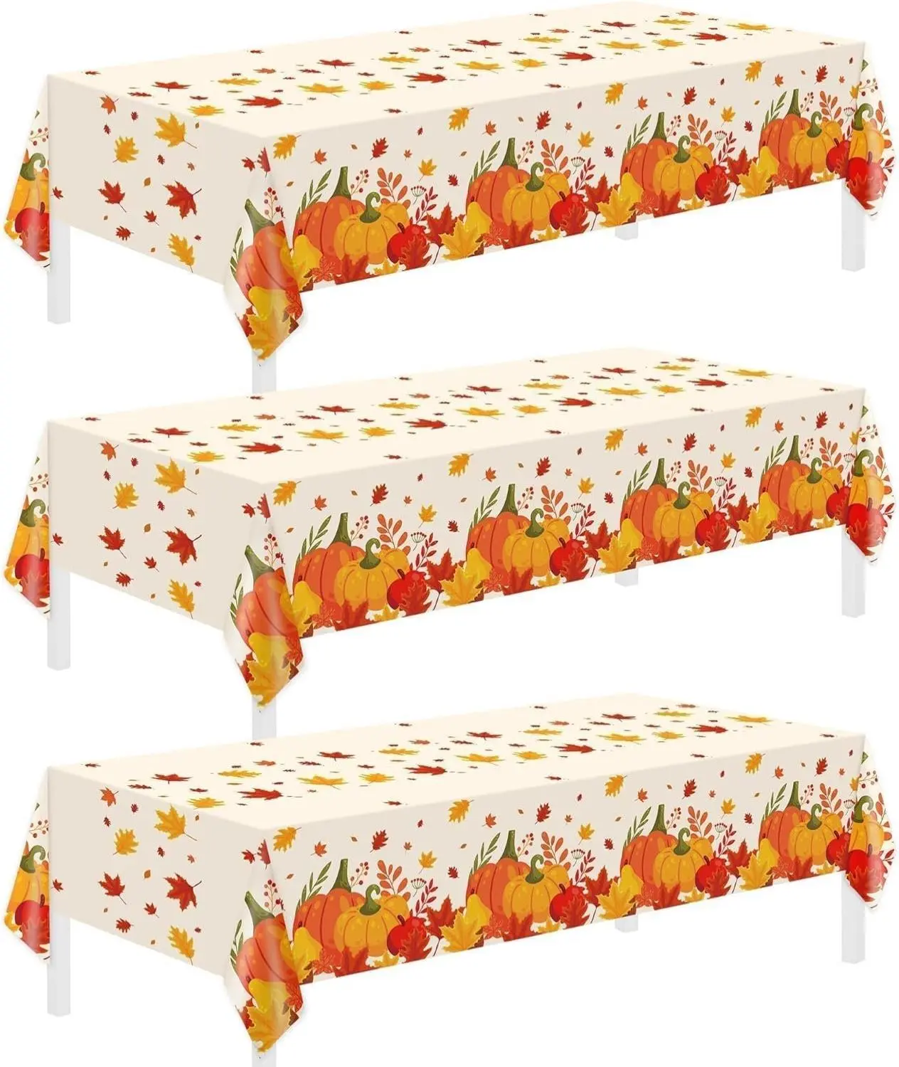 New Deal - 3 Pack Thanksgiving Disposable Tablecloths,54 x 108 Inch Thanksgiving Decorations,Give Thanks Table Cloth for Rectangular,Pumpkin Maple Tablecloths for Home,Party,Outdoor Picnic,Fall Theme,Baby Shower
