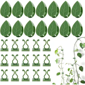 100 count  Climbing Wall Fixture Clips Self-Adhesive Hook Vines Traction Clips Invisible Holder Garden Green Leaf  Self-Adhesive Hook Wire Fixing Supporting