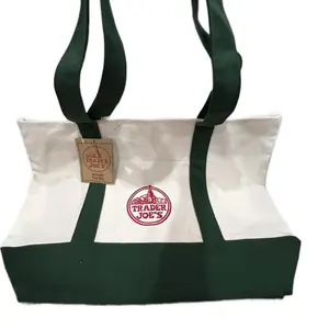 Trader’s Joe large reusable tote bag Green Canvas