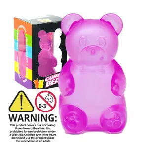 Soft Candy Bear Sensory Finger Toy, Jelly Filled Decompression Squeeze Stress Relief Fidget Toy, Birthday Gift, Gift Bag Fillers, Blue Colors