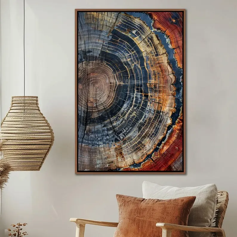 Artistic Tree Ring Graphic Abstract Photo Print - 12x18 in Fade-Proof Eco-Friendly Modern Home Decor, Bathroom Wall Art, Kid Room Accessories