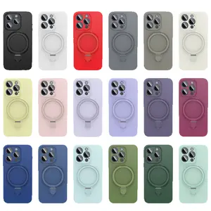 Liquid Silicone Magnetic Stand Phone Case Compatible with IP16 Pro Max 15/14/13/12/11 Full Camera Protection Cover