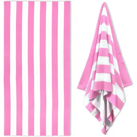 PAUSEBOLL Quick-Dry Coastal Aqua Stripes Super Absorbent Microfiber Towel - Soft, Lightweight, Easy to Carry, Space-Saving, Unisex Multipurpose Reusable Swim & Bath Towel for Travel Home Bathroom Supplies, Swim Towels