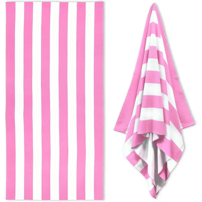 PAUSEBOLL Quick-Dry Coastal Aqua Stripes Super Absorbent Microfiber Towel - Soft, Lightweight, Easy to Carry, Space-Saving, Unisex Multipurpose Reusable Swim & Bath Towel for Travel Home Bathroom Supplies, Swim Towels