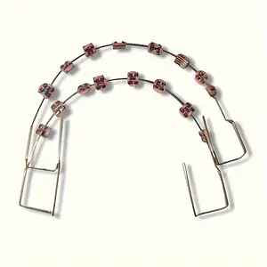 Colorful Hook Temporary Teeth Decoration withWire,Metal Bracket & Correction Ligature -EasterStyle Dental Student Practice Props Oral durable dental material oral use stainless steel temporary veneer metal dental brace Adjustable