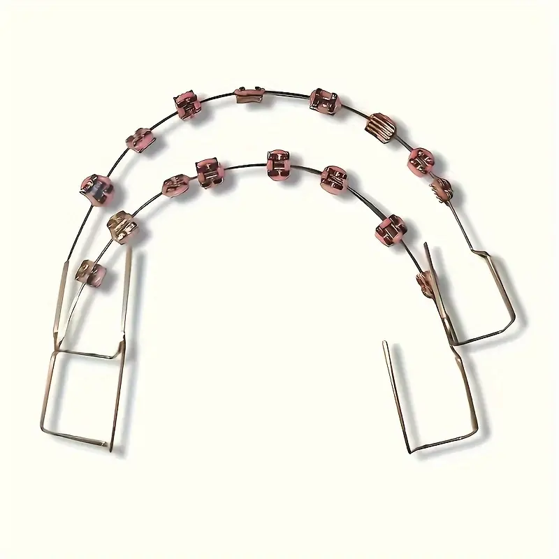 Colorful H Temporary Teeth Decoration withWire,Metal Bracket & Correction Ligature -EasterStyle Dental Student Practice Props Oral durable dental material oral use stainless steel temporary veneer metal dental brace Adjustable