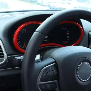 For 2014-2021 Jeep Grand Cherokee Dashboard Cover Panel Instrument Trim Cover Car Interior Accessories decorative automotive carbon fiber red color sticker decoration black Vinyl Decal