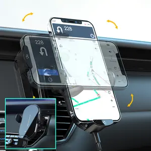 66W Fast Wireless Charging Car Phone Holder, Auto-Clamping Air Vent & Dashboard Phone Mount