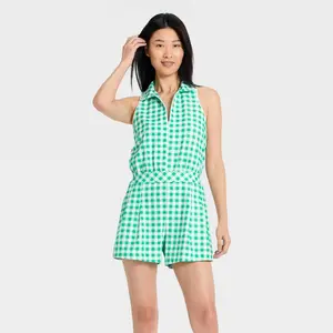 Women's Sleeveless Knit Pleated Romper - All In Motion