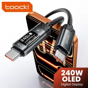 Toocki 240w C-C Oled Digital Display Cable, Pd3.1 Super Fast Charging, 100w USB-C Data Cable, High Power Type C to Type C, Braided Wire