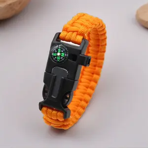 5-in-1 Survival Bracelet with compass & fire starter paracord emergency whistle outdoor gear for Camping Hiking