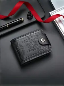Luxury Men's $100 Bill Wallet, Business Fashion Wallet, High-End Faux Leather Dual-Fold Design, Card Slots, Photo Holder, Fashionable and Stylish, Durable Bifold Wallet