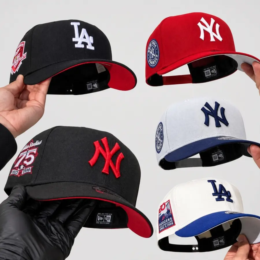 New Era MLB NY Yankees & LA Dodgers 9FORTY Adjustable Snapback Baseball Cap for Men & Women – Official Team Logo Embroidery, Raised Front Logo, Curved Brim, Adjustable Fit, Classic Ball Cap, Baseball Fan Gear, Game Day Hat, Everyday Streetwear USA