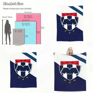 Monterey AnimeInspired Flannel Blanket Soft Polyester NonWoven Fabric AllSeason Comfortable White Blue Red Shield Design Ideal for Modern Home Dr or Gifting Trusted Quality Contemporary Style
