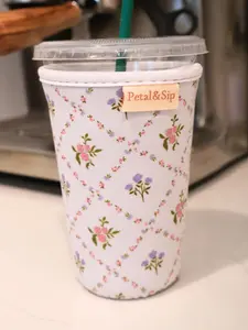 Aesthetic Coffee Sleeve for Iced Coffee | Reusable Cup Cozy | Fits Most Cold Drink Cups | Gift for Coffee Lovers