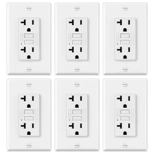 6 Pack GFCI Outlets 20 Amp, Non-Tamper Resistant, Decor GFI Receptacles with LED , Ground Fault Circuit Interrupter, Wallplate Included, ETL Listed, White