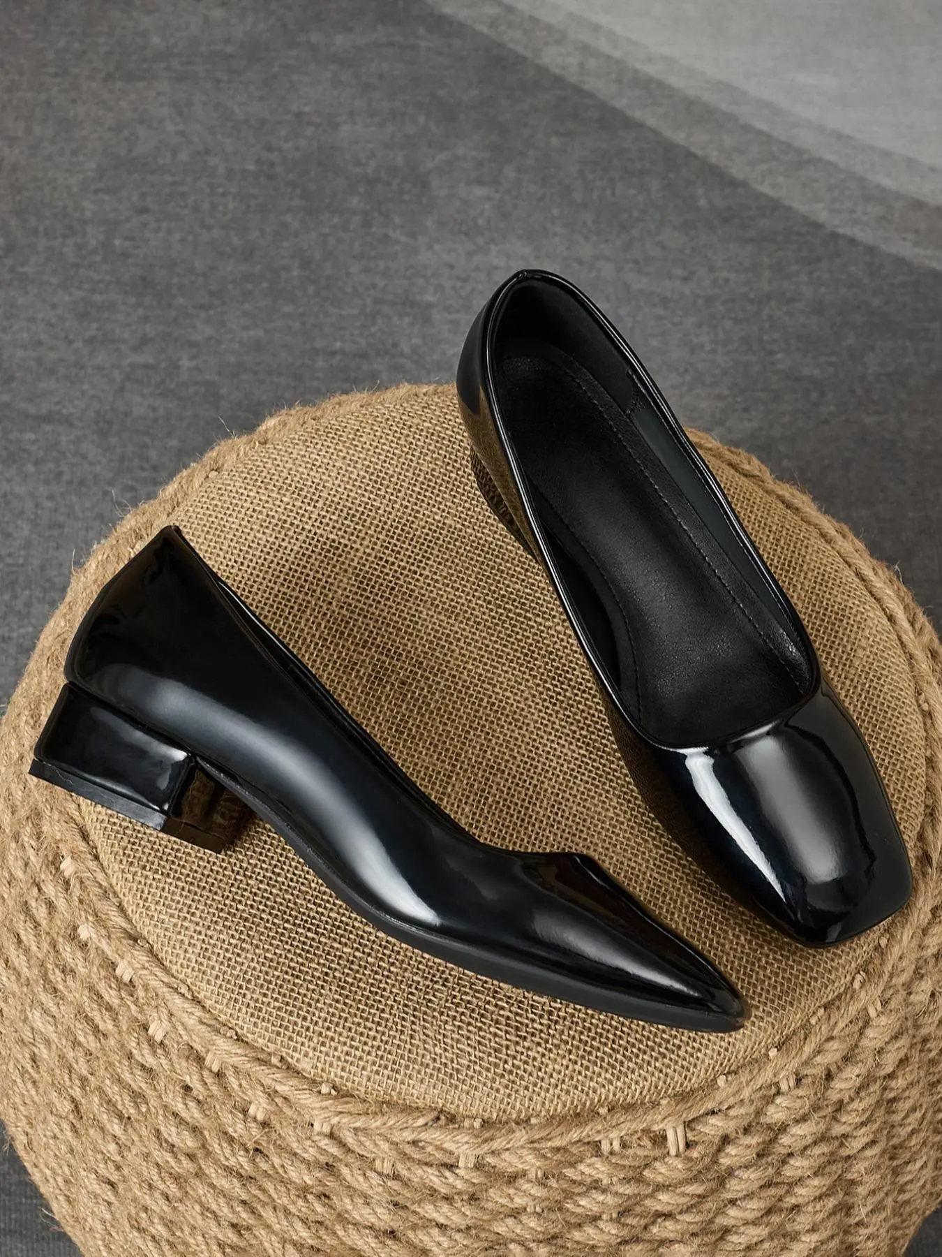 Women's Solid Color Square Toe Slip on Pumps, Fashionable Mid Heel Heels for Daily Wear, Lightweight Breathable Comfortable Shoes for Women & Girls