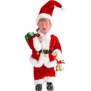 Handmade Custom Father Santa Stump Elf Donald Christmas Figurine 45cm (Red) – Funny Holiday Character Ornament – Novelty Christmas Decoration for Home, Party & Garden