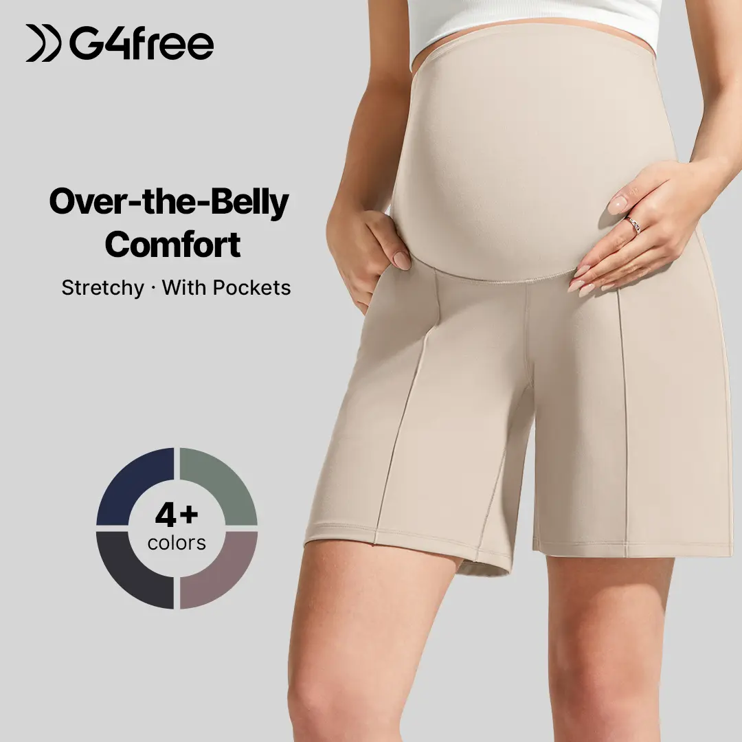 G4Free Evergoing Maternity Shorts with Pockets Over The Belly Stretchy Pregnancy Casual Workout Activewear G4Free Evergoing Maternity Shorts with Pockets Over The Belly Stretchy Pregnancy Casual Workout Activewear