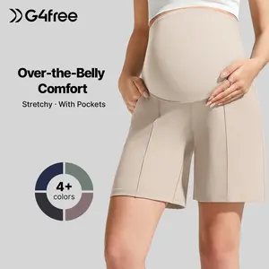 G4Free Evergoing Maternity Shorts with Pockets Over The Belly Stretchy Pregnancy Casual Workout Activewear