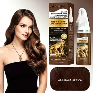 Built-in Comb Hair Dye Cream, Long Lasting Fade-Resistant Hair Color, Natural Plant Extracts, Gentle Formula, No Hair Damage, DIY At Home Hair Dye for Chestnut Brown, Natural Black & Highlights
