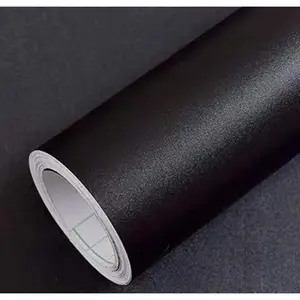 Matte Black Wallpaper Plain Vinyl Film Self-Adhesive Shelf Liner Drawer Peel-Stick Countertop (16"x120", Black)
