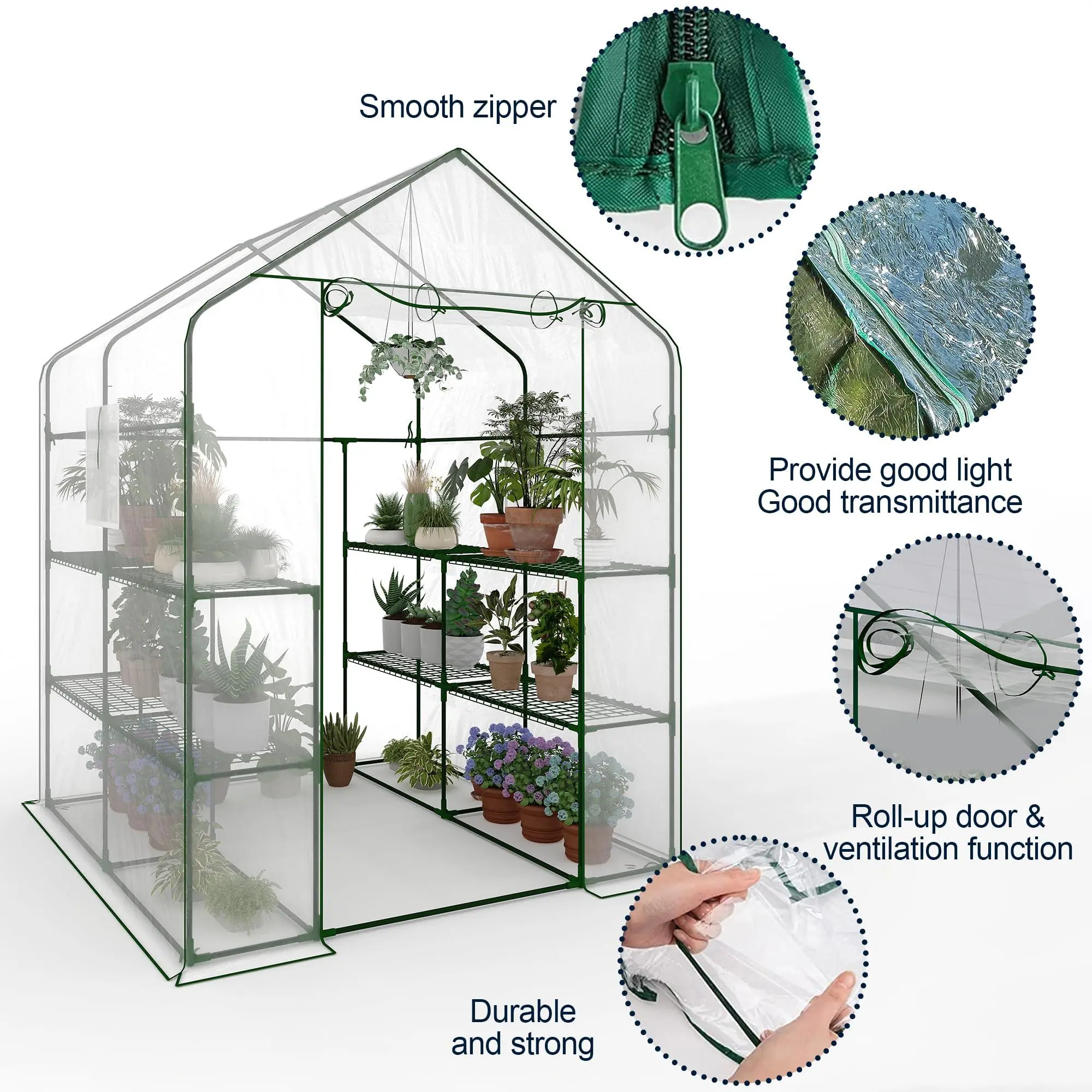 Portable Walk-in Greenhouse for Outdoors, 57 x 57 x 77, Heavy Duty 3 ...