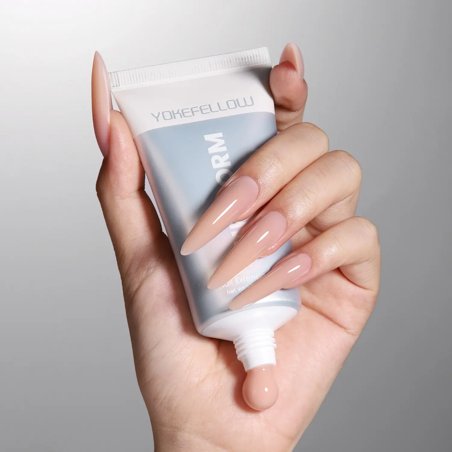 YOKEFELLOW PUREFORM Extension Gel HEMA-Free TPO-Free Poly Nail Gel Safe Formula Nail Extension Gel 50g/1.76oz Long Lasting Poly Extension Nail Gel Profession Nail Gel Polish Nail Art Design Manicure Gifts for Women PF10 Peach Nude/Natural Nude
