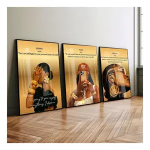 Set of 3 Blsck Christian Giral Wall Art, Scrilpture Poster Unframed , Bible Verse Wall Art,  , Girl Room Decor, Christian Wall Poster Unframed