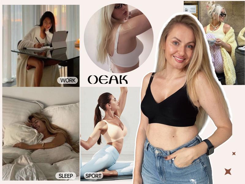 OEAK Womens Comfortable Jelly Strip Bras Wireless Seamless Full Coverage Bra Buttery Soft Everyday Tshirt Bra Convertible Bra