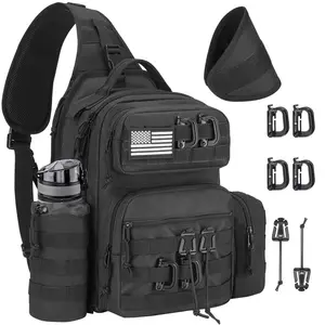 CVLIFE Tactical Sling Bag Backpack for Men Adjustable Shoulder Sling Bag Molle Detachable Tactical Bag with Bottle Holder Hidden Pocket Daily Day Pack Work Bag for EDC Hiking Multiple Colors