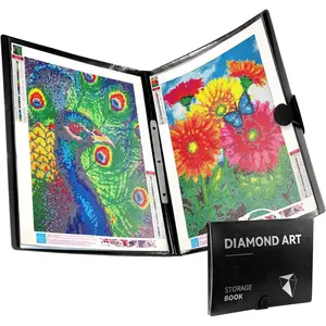 A3  Painting Storage Book,  Art Portfolio Book 30 Pags Clear Pockets Plastic Sleeves(16.8X12.5 Inch)