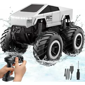 Tesla Toy Car 2-in-1 Land & Water RC Cars 1:16 Waterproof 4WD Off-Road Stunt Pickup Truck All-Terrain Ready with LED Lights Perfect Gifts for Kids & Adults Boys