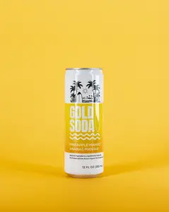 Gold Soda Pineapple Mango 12 oz Slightly Carbonated Beverage with Organic Cane Sugar and Monk Fruit Extract - Natural Ingredients