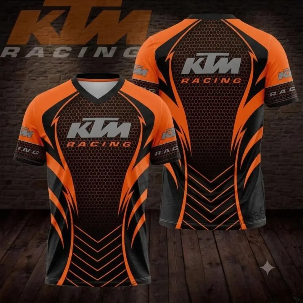 Unisex KTM #5 Motorsport Racing 3D Jersey Shirt - Sporty Chic, Athletic Cut, Speed Graphic, Breathable, Lightweight Crew Neck, Sport Lover Lifestyle Performance Apparel