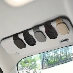 Magnetic PU Leather Sunglasses Holder: Keep Your Eyeglasses Safe & Secure in Your Car! Car Storage Organizers