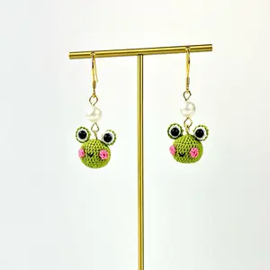 Microcrochet cute frog earrings