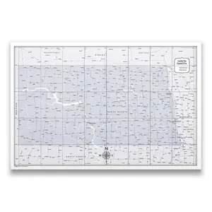 Push Pin North Dakota Map (Pin Board) - Light Gray Color Splash