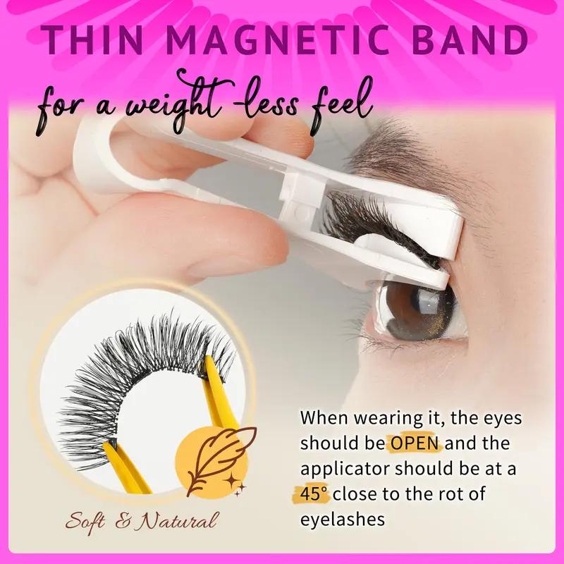 2 Pcs Magnetic Eyelashes Kit,  Magnetic Lashes with Applicator, Natural-Looking Wispy Magnetic Eyelashes for Women, Reusable False Eyelashes Kit