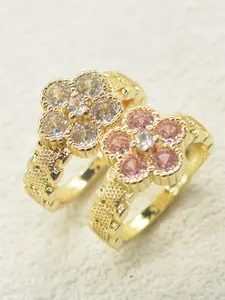 Elegant Zirconia Flower Design Ring for Women, Vintage Style Daily Wear Jewelry, Perfect Gift for Anniversary, Birthday, Christmas, Cubic Zirconia Rings