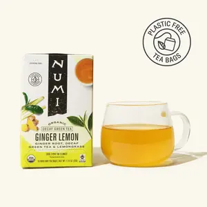 Numi Organic Decaf Green Tea Ginger Lemon - Bright Refreshing Lemongrass & Warming Ginger Root - Plastic Free Tea Bags - Caffeine Free
