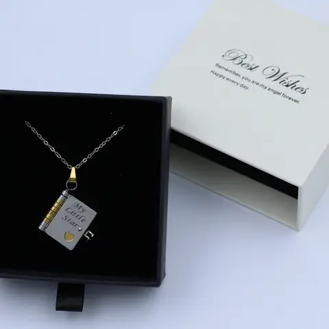 GIVE-My Little Star Book 2026 "Everlasting Love" Women's Accessory Necklace, Handmade Stainless Steel Chain & Link Jewelry, 17in Chain, Easy Layering, Elegant Christmas Gift for Daughter