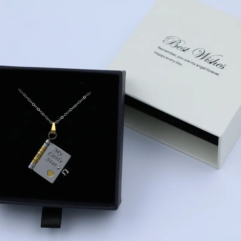 GIVE-My Little Star Book 2026 "Everlasting Love" Women's Accessory Necklace, Handmade Stainless Steel Chain & Link Jewelry, 17in Chain, Easy Layering, Elegant Christmas Gift for Daughter
