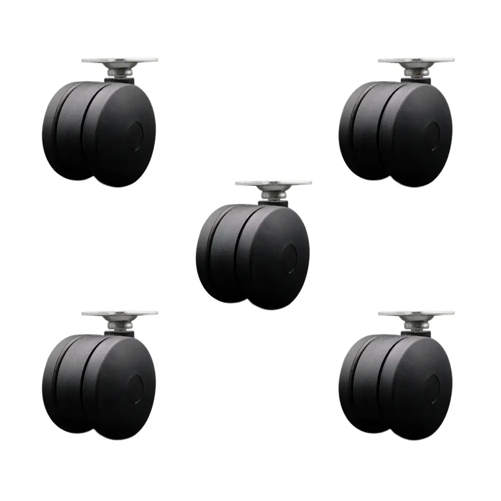 212 MAIN SCC-UHTP02S75-NYS-5 Heavy Duty Swivel Office Chair Wheels - Set of 5, 3 in. Extra Large Nylon Twin Wheels, 1.5 in. x 1.5 in. Overall Top Plate, Nylon Wheels